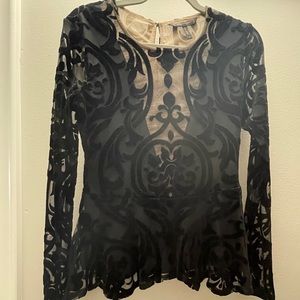 BCBG long sleeve black blouse, size small